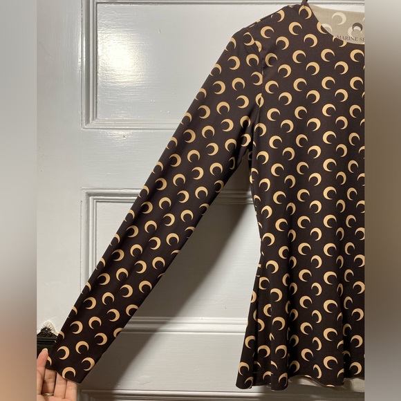 Marine Serre Brown and Cream Long Sleeve Top - Picture 6 of 11